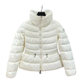 Moncler Drawstring-Waist Stand-Collar Puffer Jacket | Ivory | Premium Down