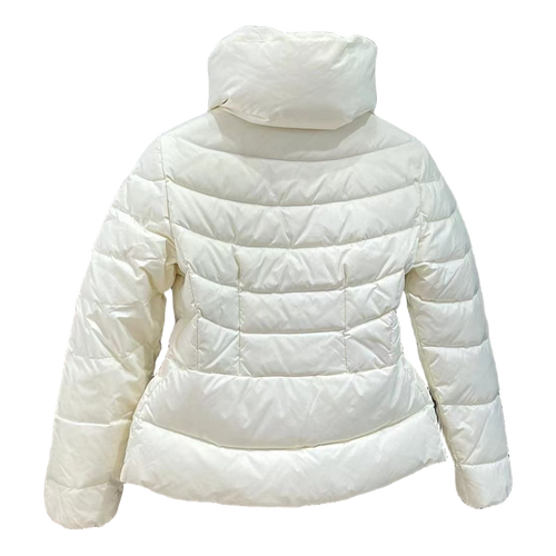 Moncler Drawstring-Waist Stand-Collar Puffer Jacket | Ivory | Premium Down
