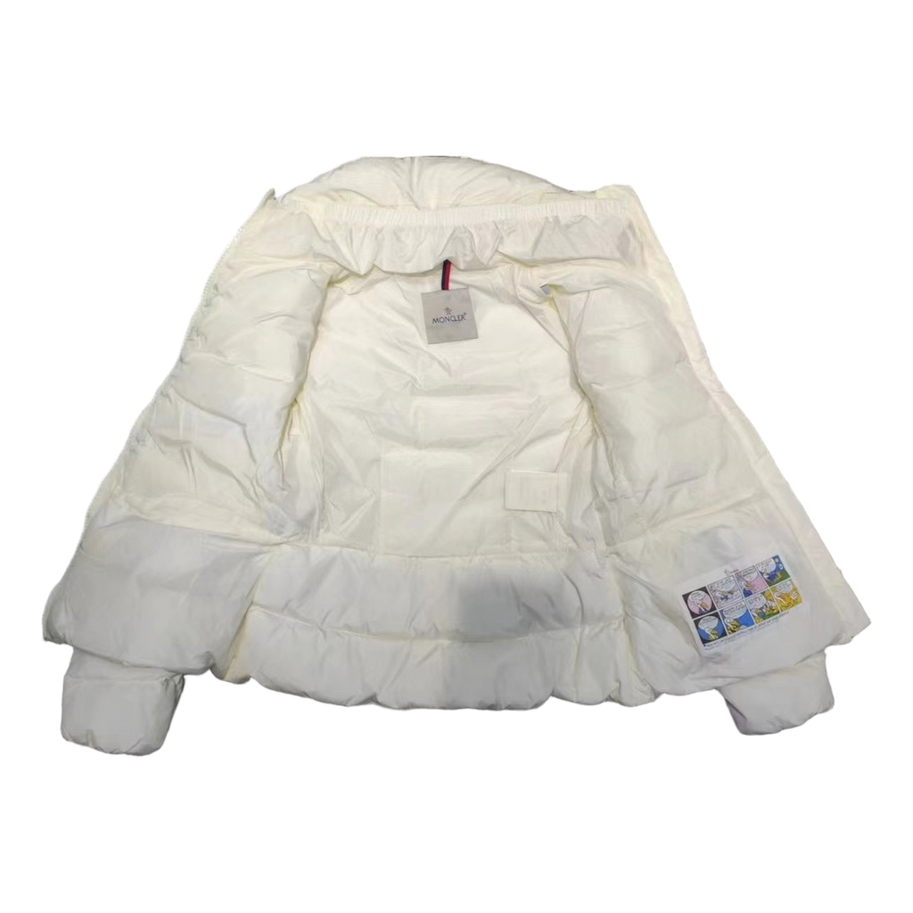 Moncler Drawstring-Waist Stand-Collar Puffer Jacket | Ivory | Premium Down