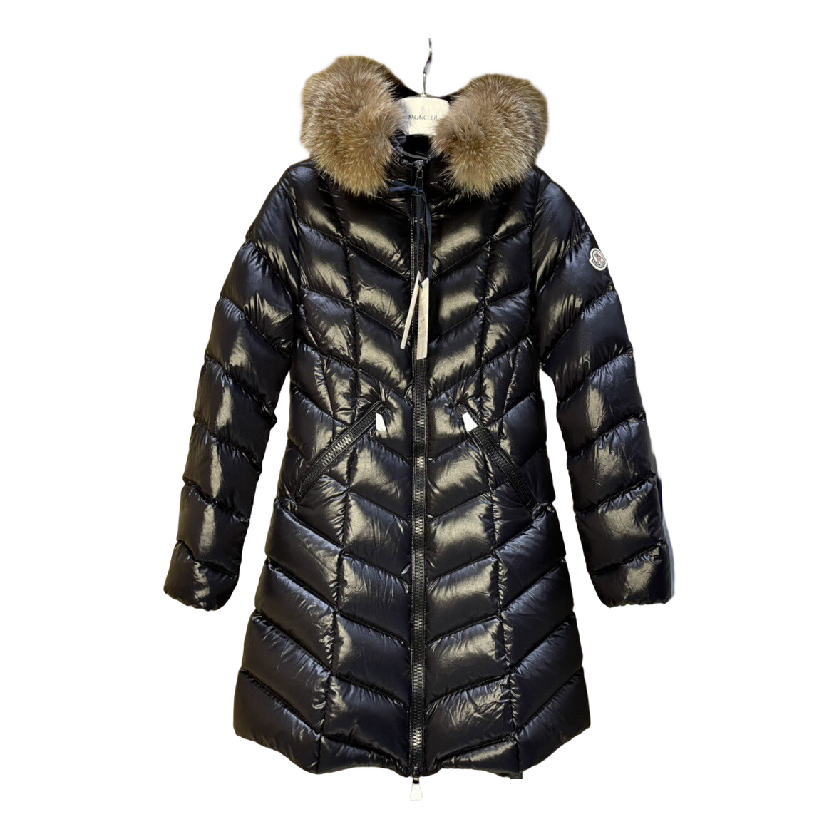 Moncler Fulmarus Chevron-Quilted Hooded Puffer Coat | Black | Premium Down