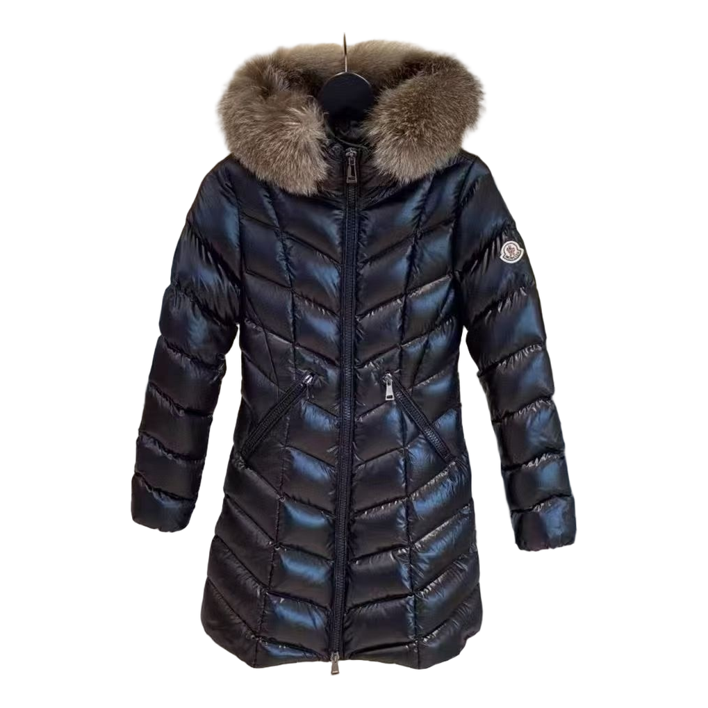 Moncler Fulmarus Chevron-Quilted Hooded Puffer Coat | Black | Premium Down