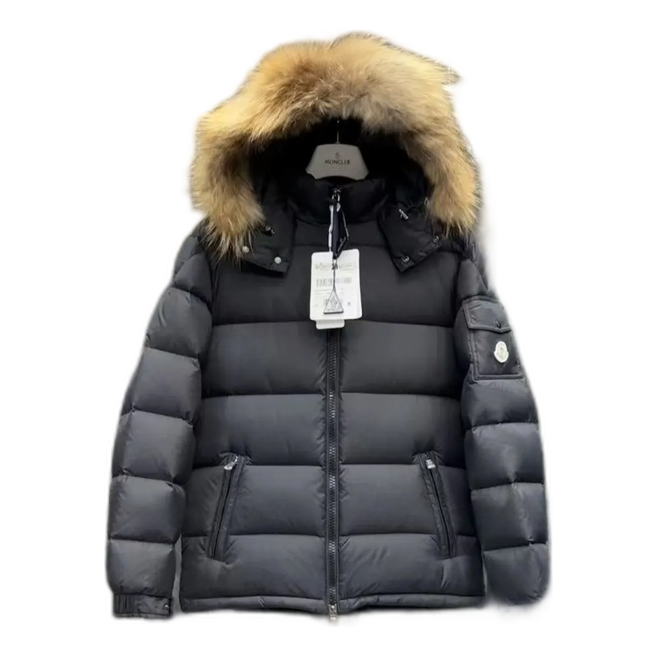 Moncler Fur-Trim Hooded Short Puffer Jacket | Black | Premium Down