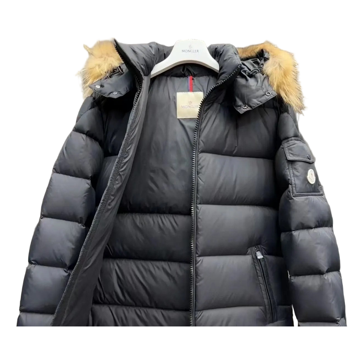 Moncler Fur-Trim Hooded Short Puffer Jacket | Black | Premium Down