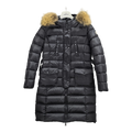 Moncler Four-Pocket Fur-Trim Hooded Long Puffer Coat | Black | Premium Down