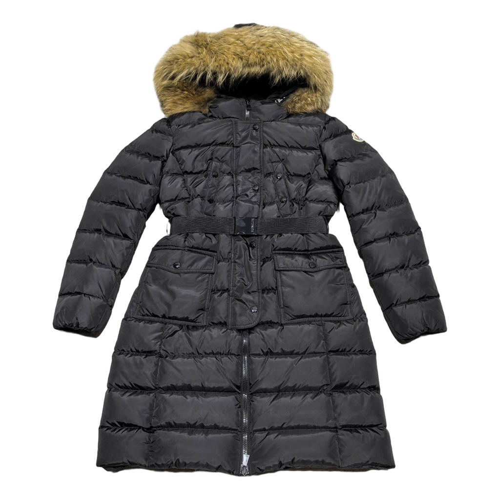 Moncler Four-Pocket Fur-Trim Hooded Long Puffer Coat | Black | Premium Down