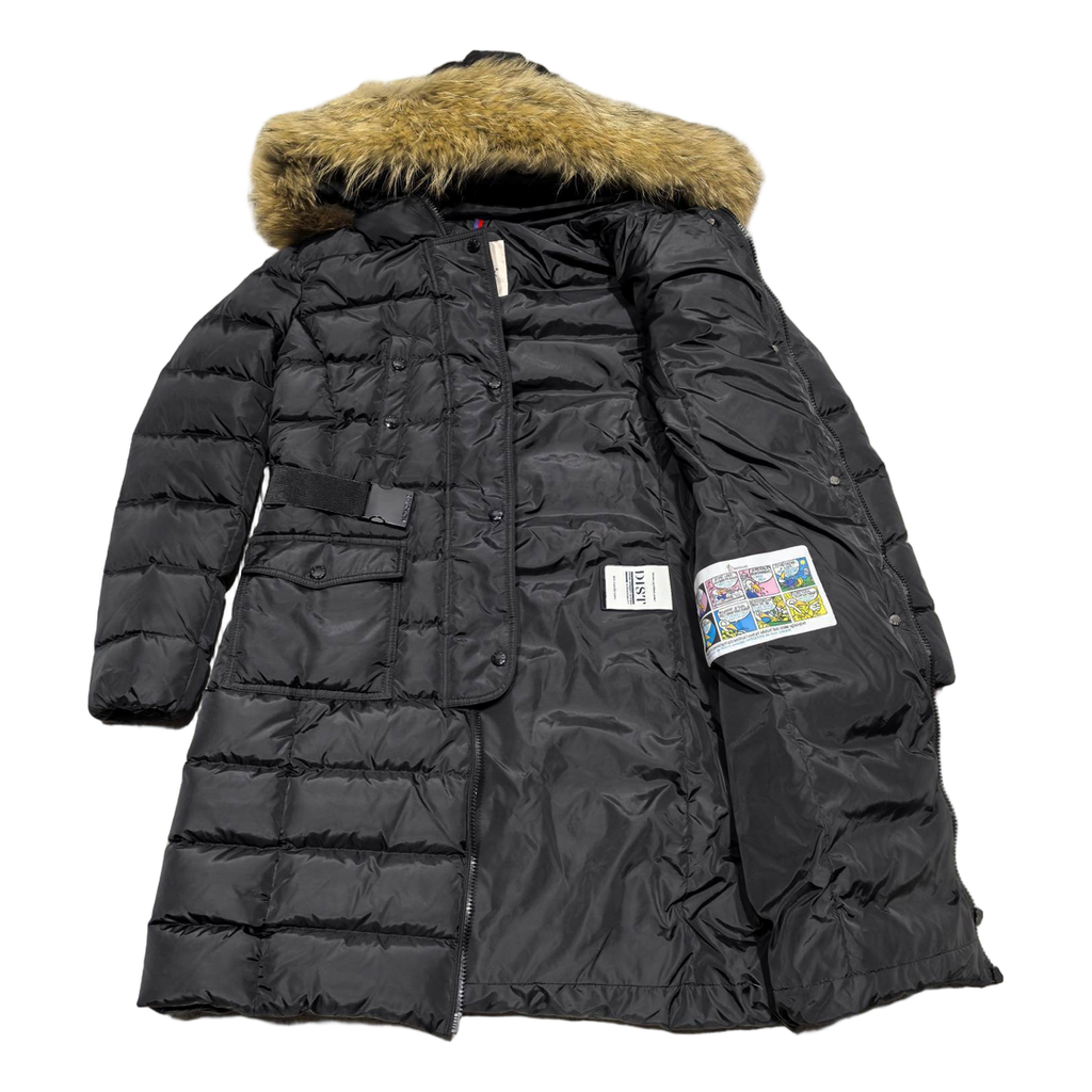 Moncler Four-Pocket Fur-Trim Hooded Long Puffer Coat | Black | Premium Down