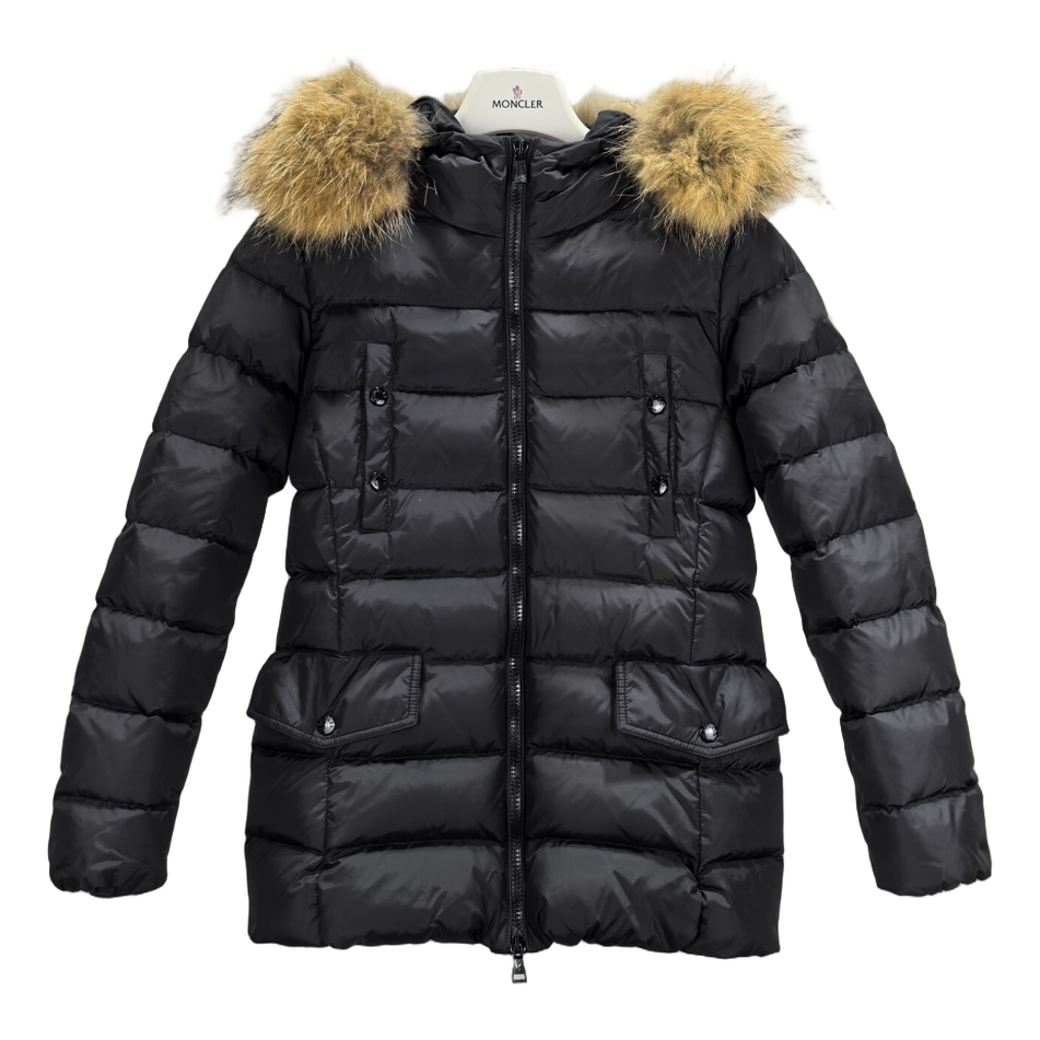 Moncler Four-Pocket Belted Fur-Trim Puffer Jacket | Black | Premium Down