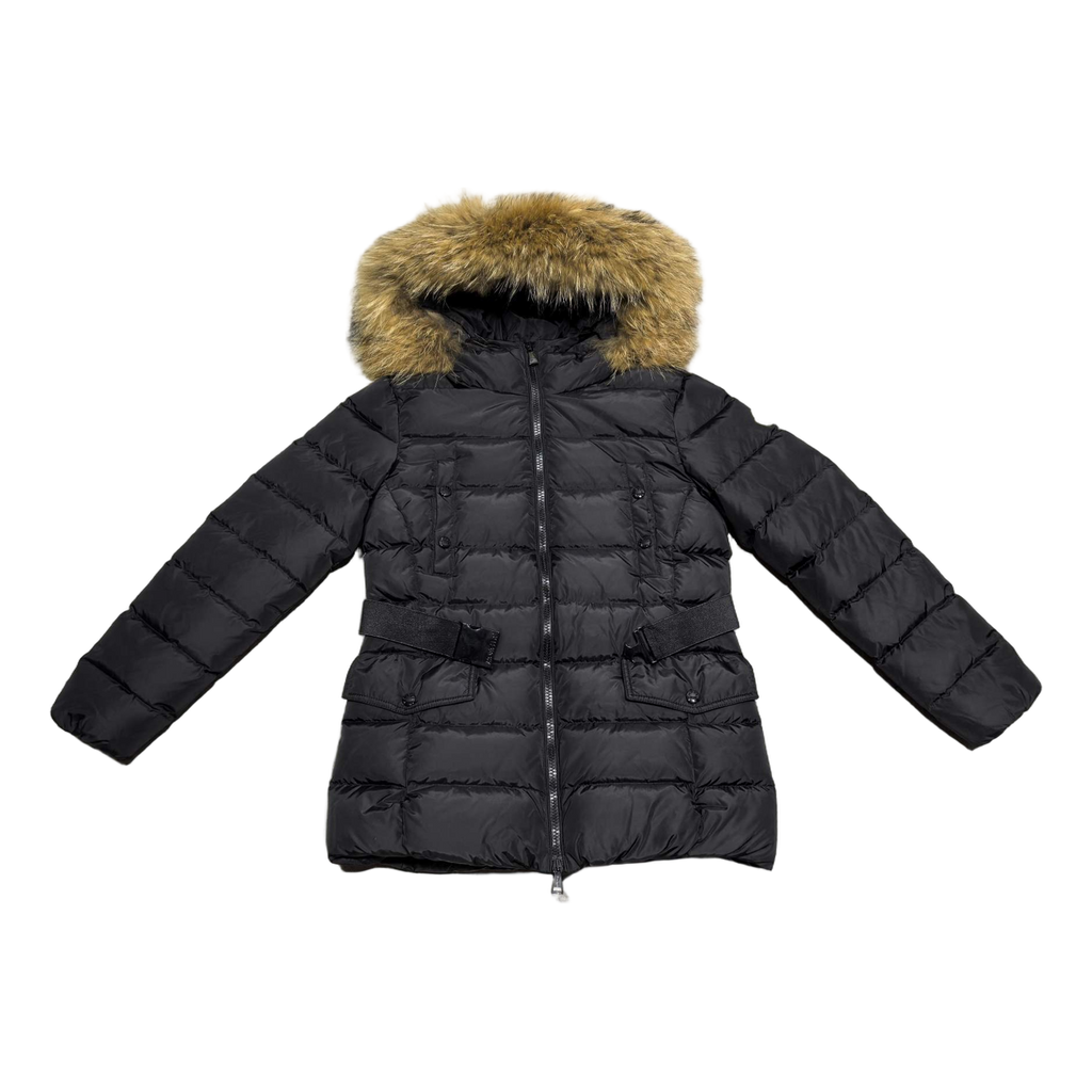 Moncler Four-Pocket Belted Fur-Trim Puffer Jacket | Black | Premium Down