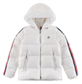 Moncler Tricolour Sleeve-Stripe Hooded Puffer Jacket | White | Premium Down