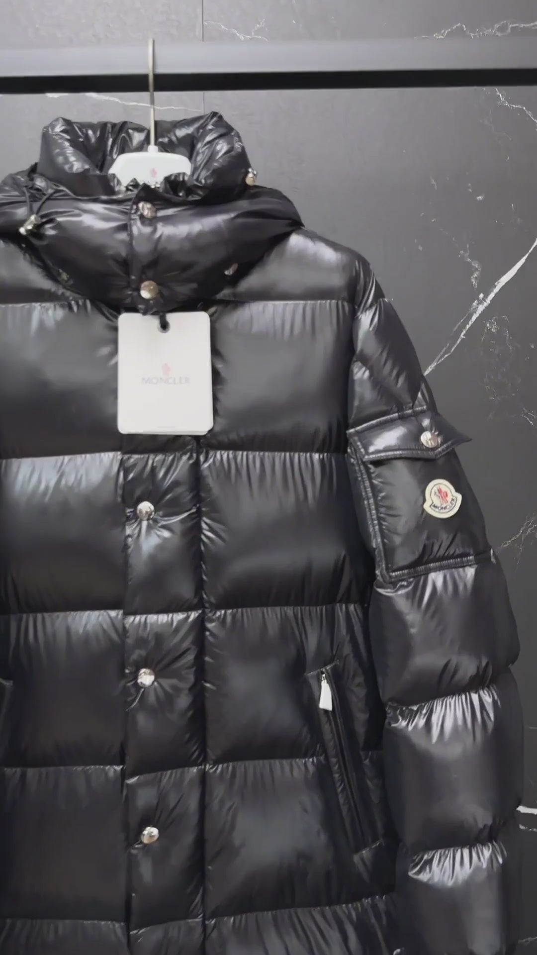 Moncler Hanoverian Glossy Hooded Long Puffer Coat | Premium Down