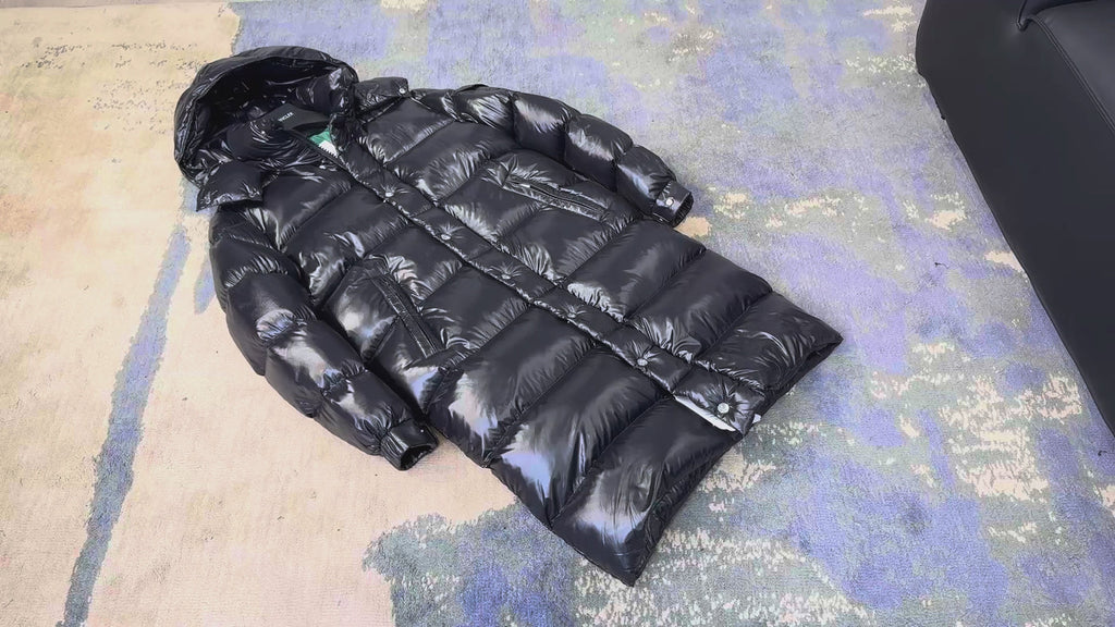 Moncler Hanoverian Glossy Hooded Long Puffer Coat | Premium Down