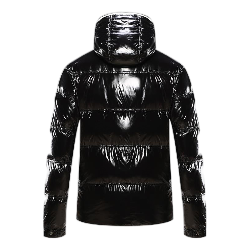 Moncler Contrast-Trim Glossy Hooded Puffer Jacket | Premium Down