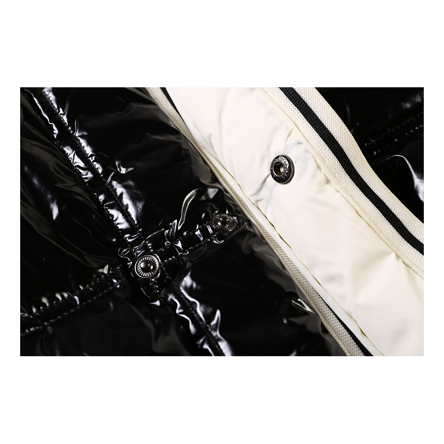 Moncler Contrast-Trim Glossy Hooded Puffer Jacket | Premium Down