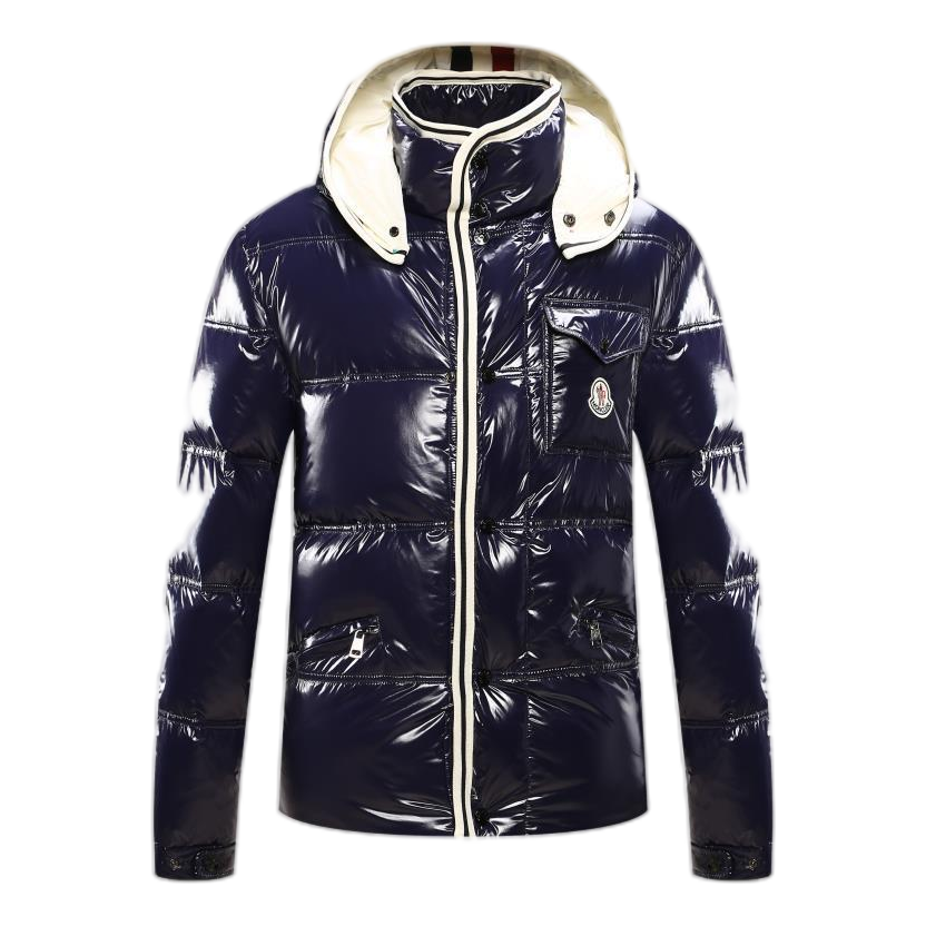 Moncler Contrast-Trim Glossy Hooded Puffer Jacket | Premium Down