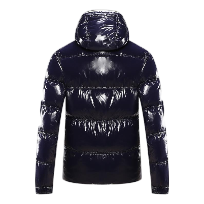 Moncler Contrast-Trim Glossy Hooded Puffer Jacket | Premium Down