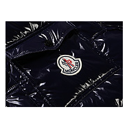 Moncler Contrast-Trim Glossy Hooded Puffer Jacket | Premium Down
