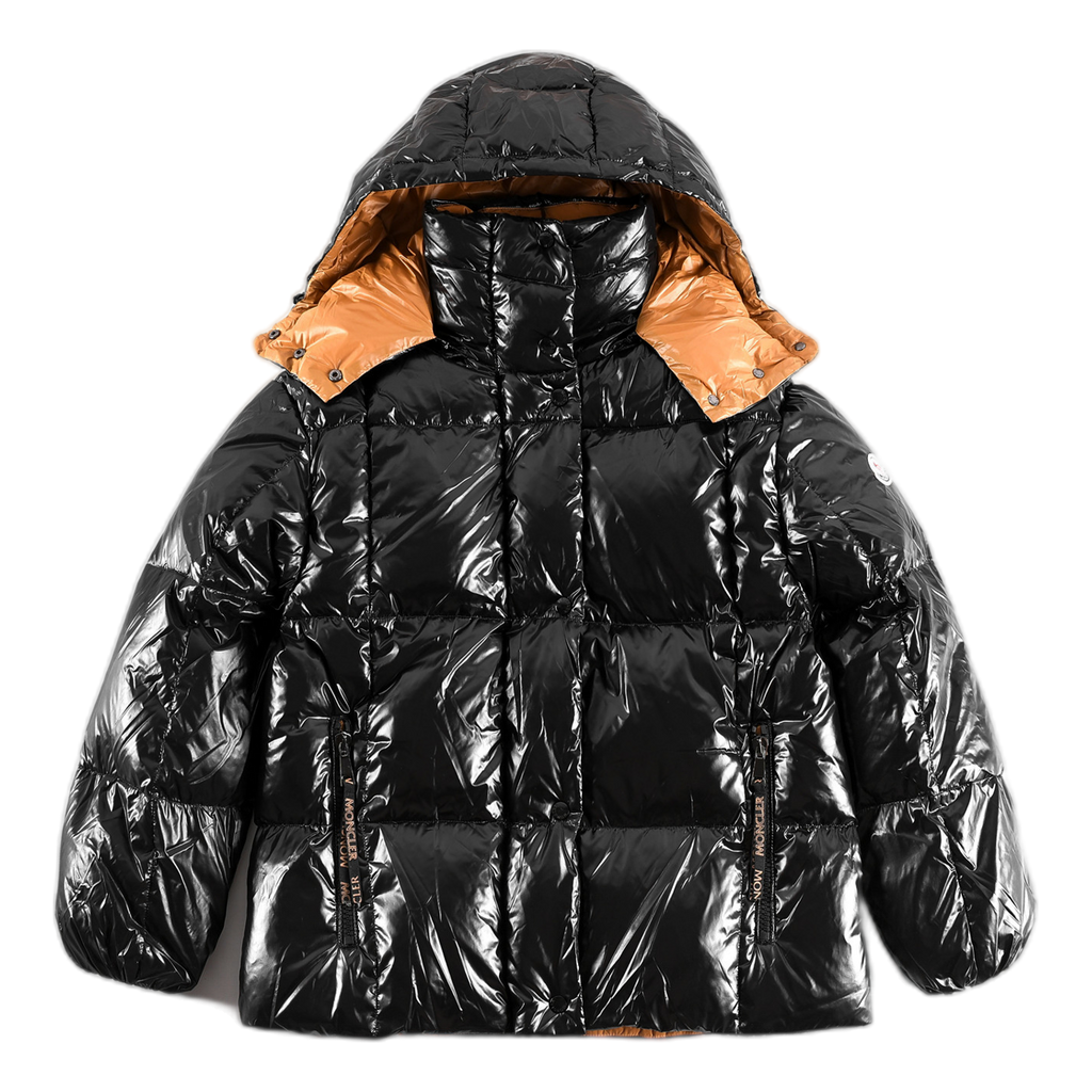 Moncler Copper-Lined Glossy Short Puffer Jacket | Black | Premium Down