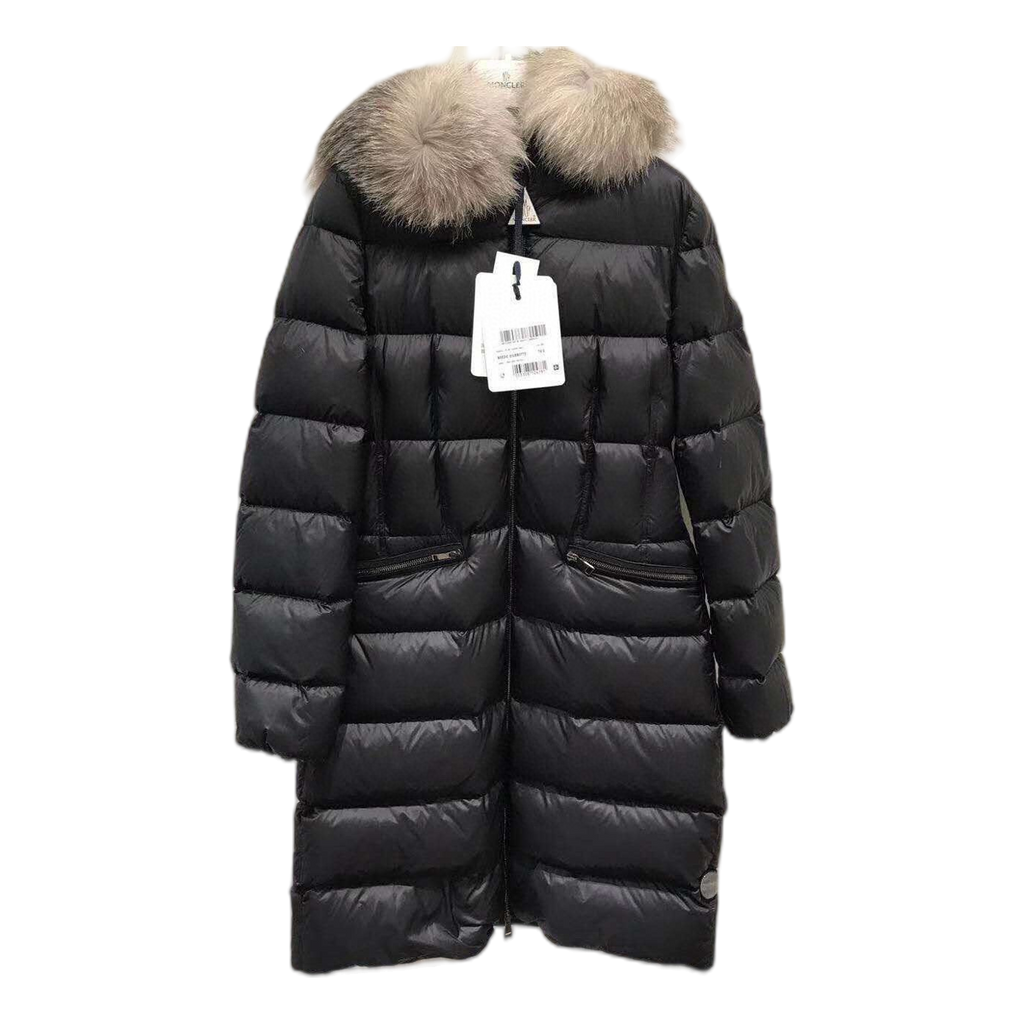 Moncler Four-Pocket Fur-Trim Hooded Long Puffer Coat | Black | Premium Down