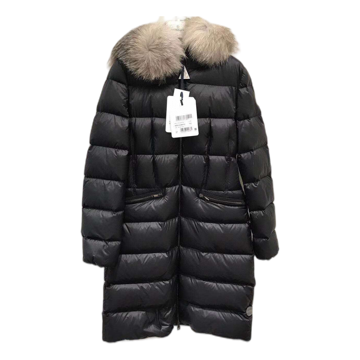 Moncler Four-Pocket Fur-Trim Hooded Long Puffer Coat | Black | Premium Down
