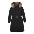 Moncler Khloe Belted Fur-Trim Hooded Long Coat | Black | Premium Down