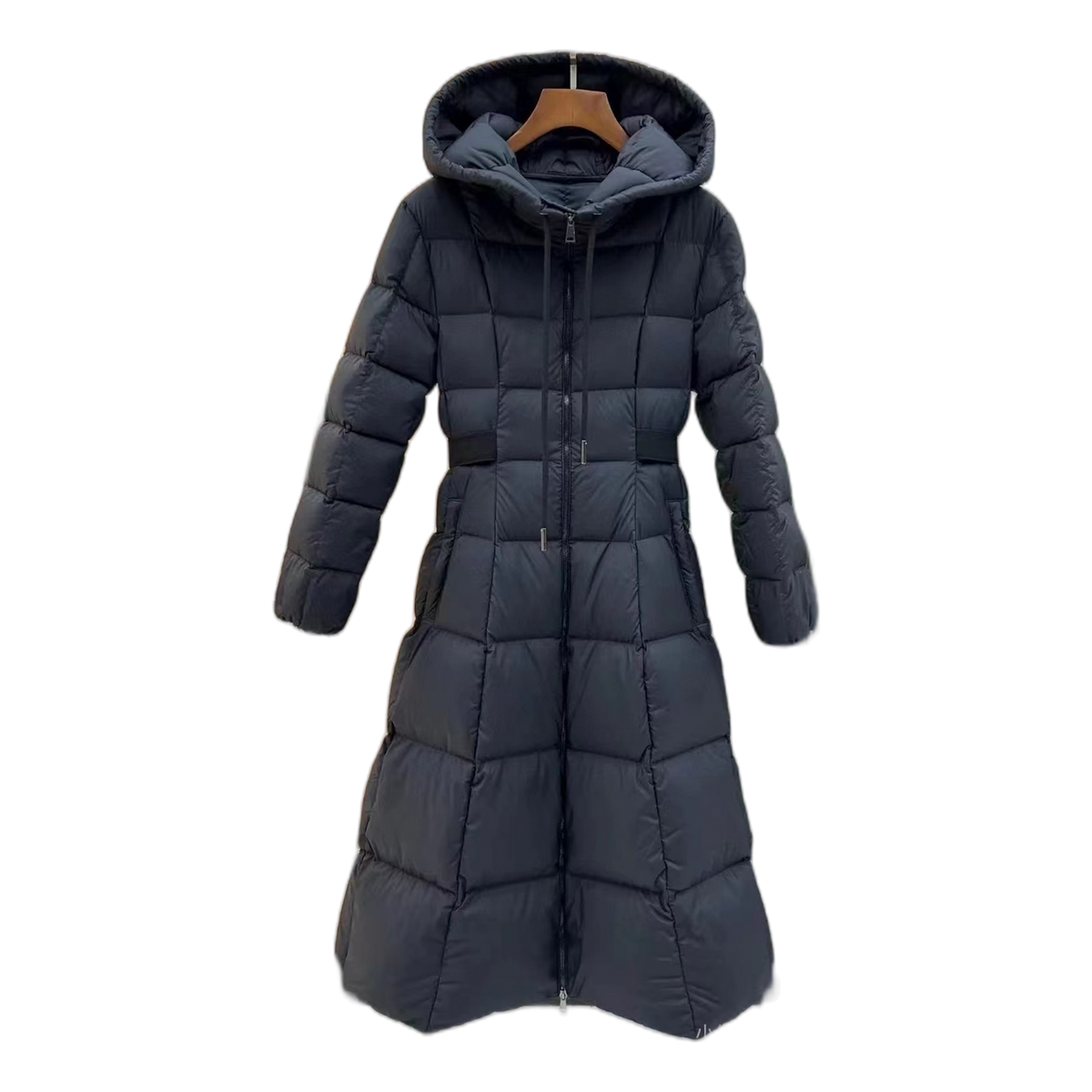 Moncler Drawstring-Hood Fitted Long Puffer Coat | Black | Premium Down