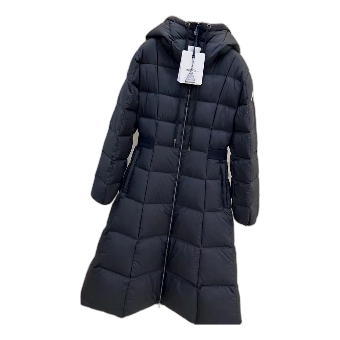 Moncler Drawstring-Hood Fitted Long Puffer Coat | Black | Premium Down