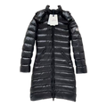 Moncler Narrow-Quilt Fur-Trim Hooded Long Puffer Coat | Black | Premium Down