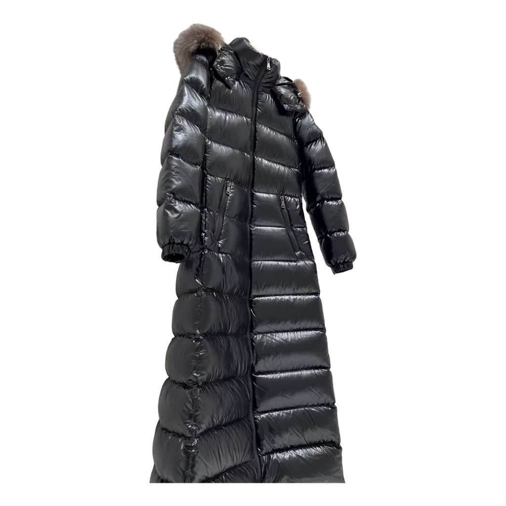 Moncler Hudson Fur-Trim Long Puffer Coat | Premium Down