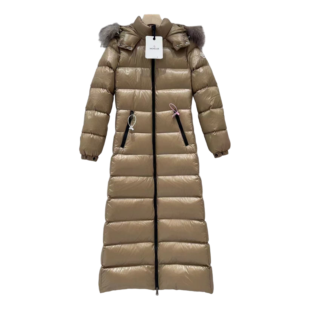 Moncler Hudson Fur-Trim Long Puffer Coat | Premium Down