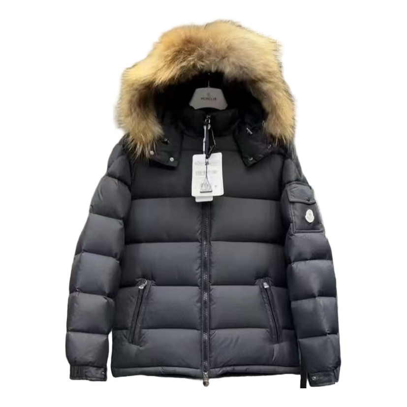 Moncler Fur-Trim Hooded Puffer Jacket | Black | Premium Down