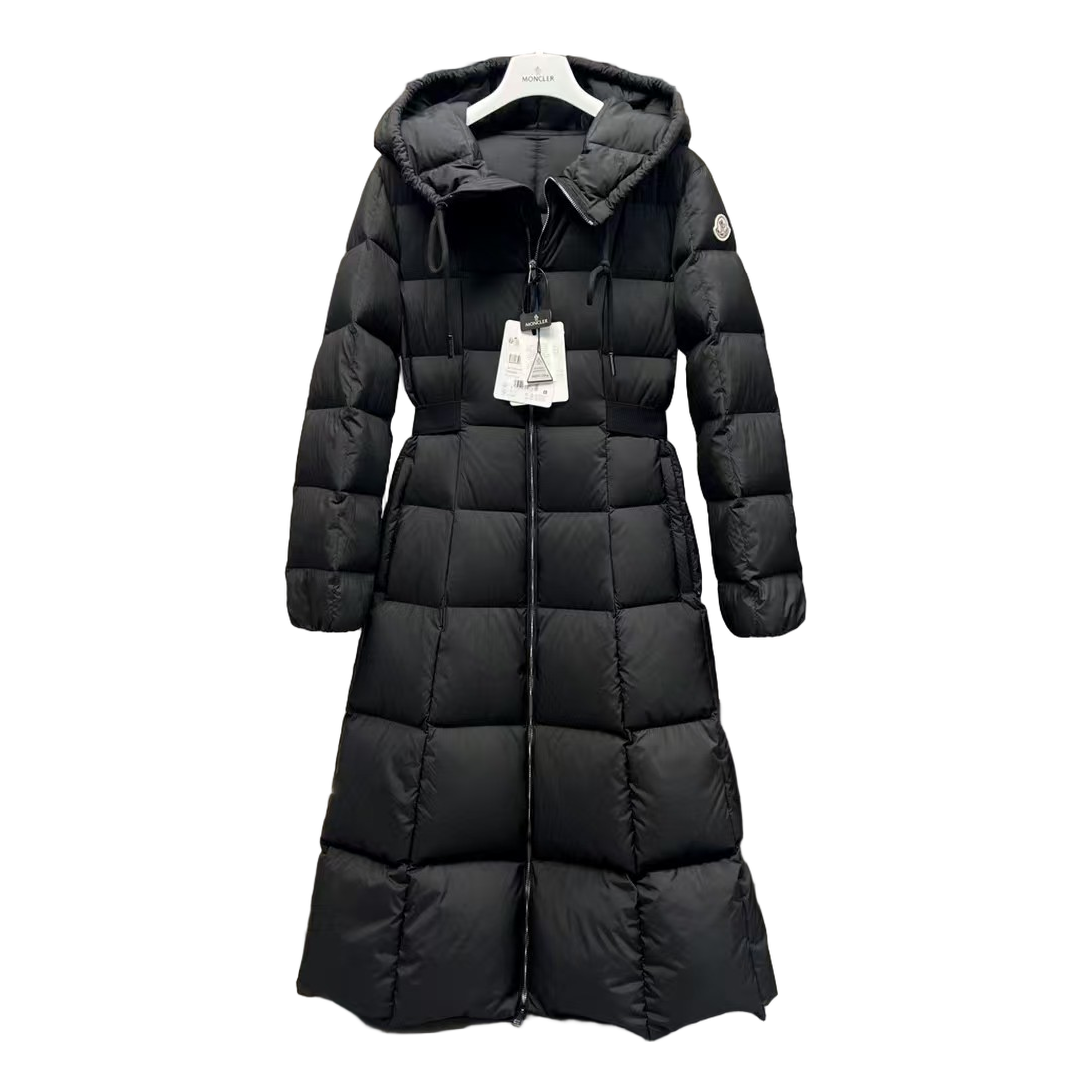Moncler Fitted Long Hooded Puffer Coat | Black | Premium Down
