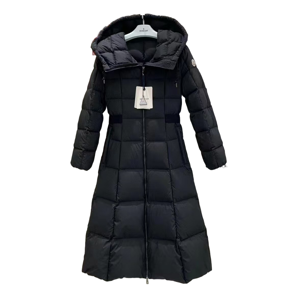 Moncler Fitted Long Hooded Puffer Coat | Black | Premium Down