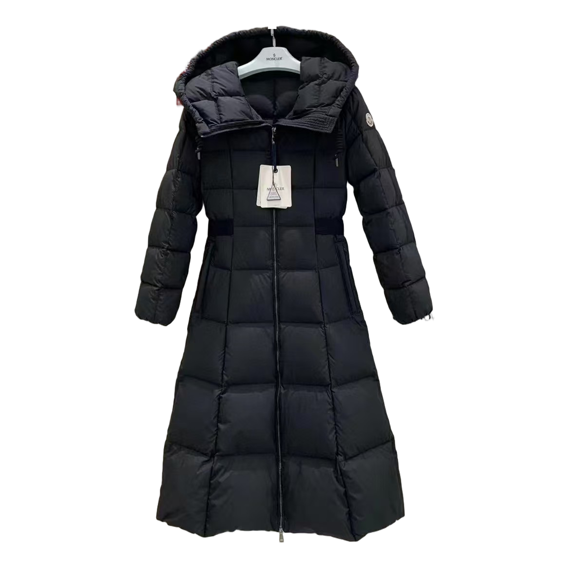 Moncler Fitted Long Hooded Puffer Coat | Black | Premium Down