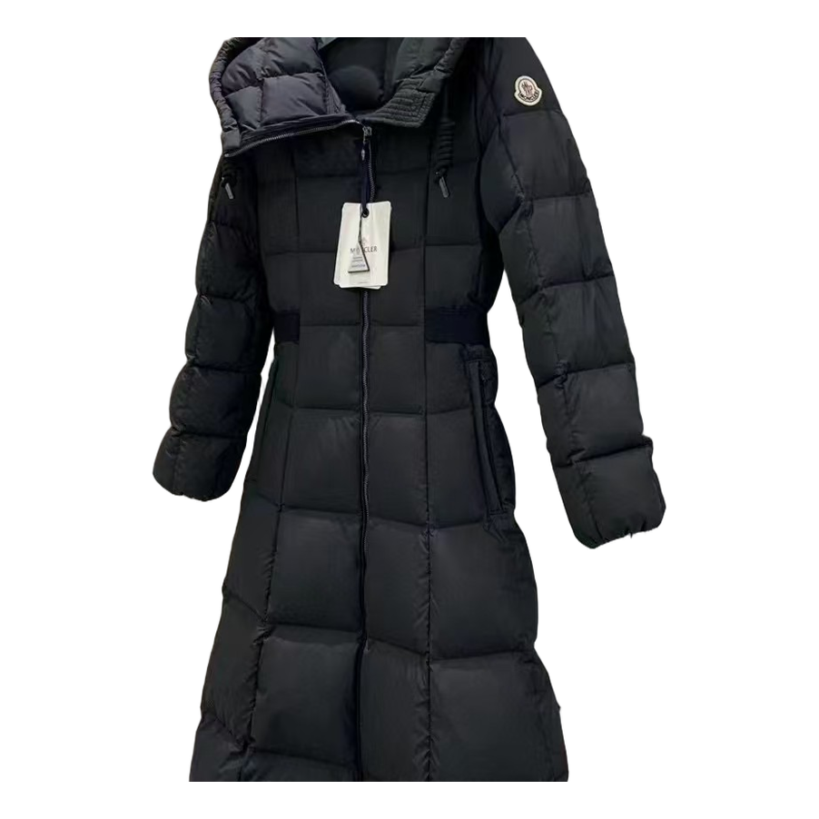 Moncler Fitted Long Hooded Puffer Coat | Black | Premium Down