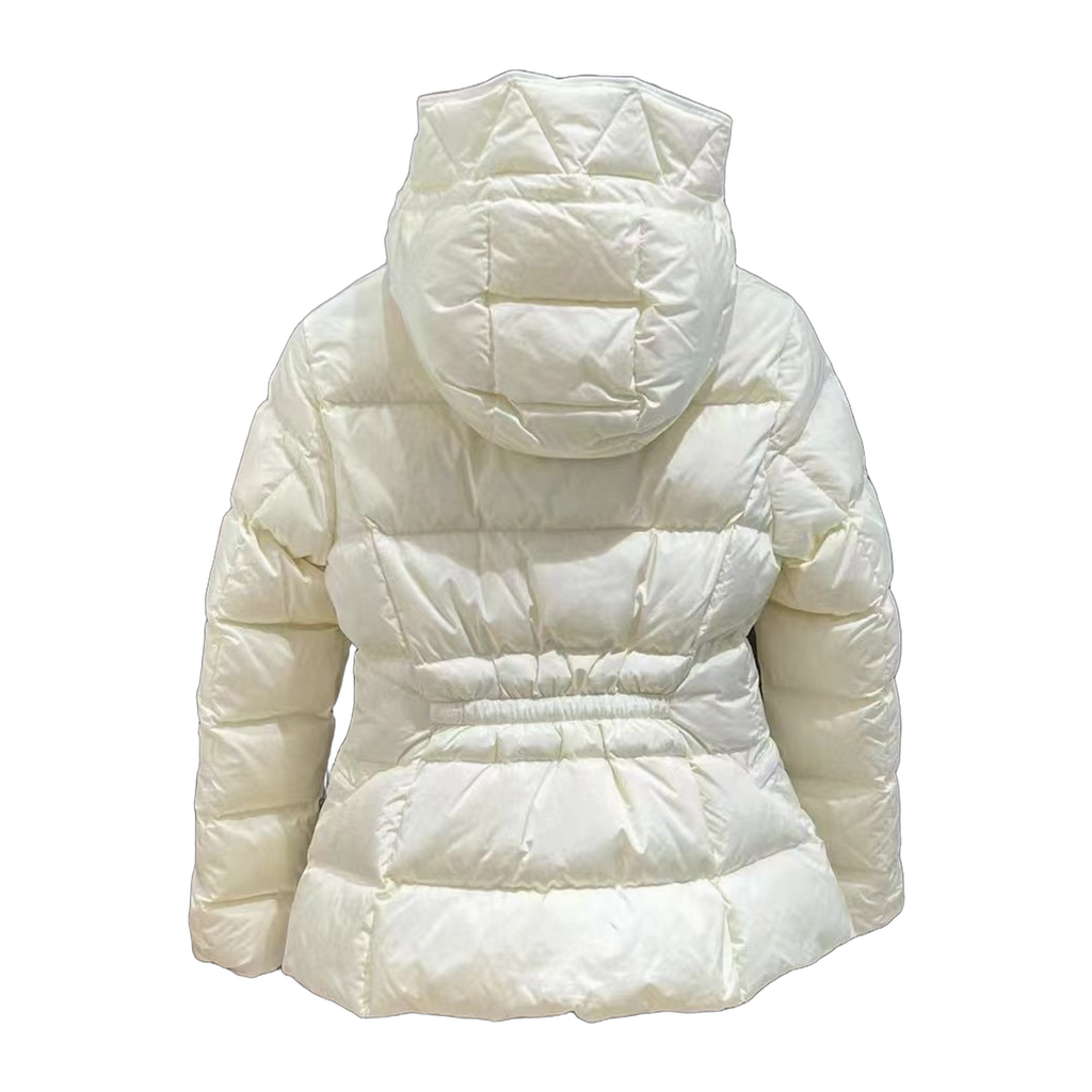 Moncler Fitted Hooded Short Puffer Jacket | Ivory | Premium Down