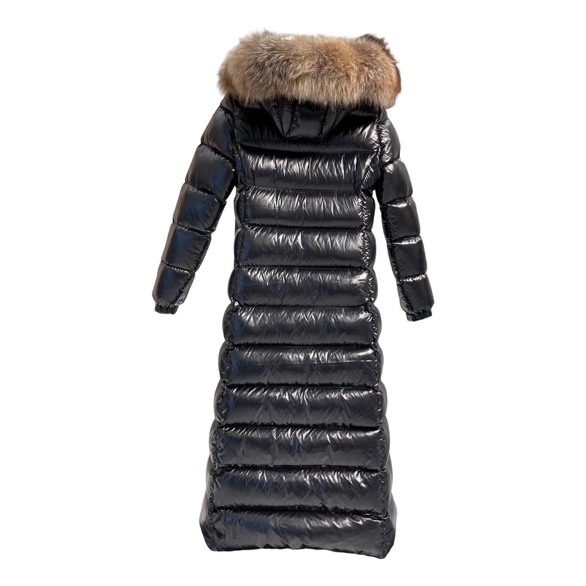 Moncler Glossy Fur-Trim Hooded Long Puffer Coat | Premium Down