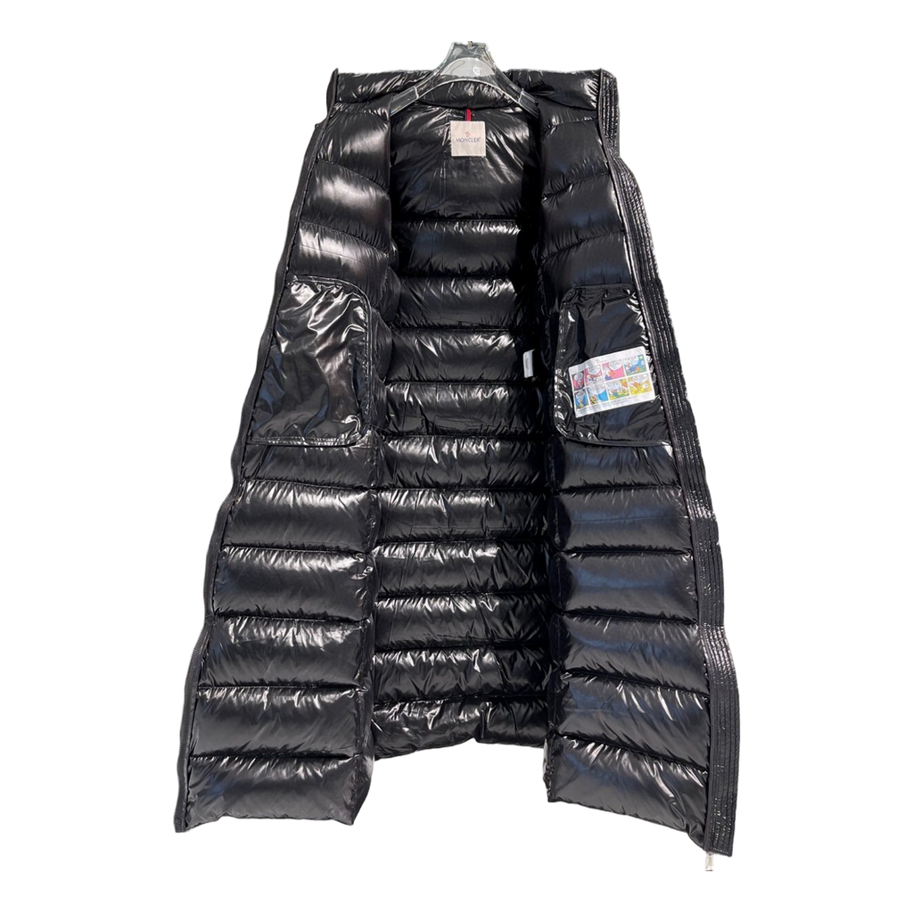 Moncler Glossy Fur-Trim Hooded Long Puffer Coat | Premium Down
