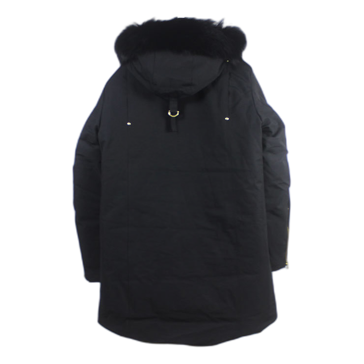 Moose Knuckles Stag Lake Gold-Trim Fur-Hood Parka | Black | Canadian Down