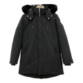 Moose Knuckles Curved-Hem Fur-Trim Hooded Parka | Black | Canadian Down