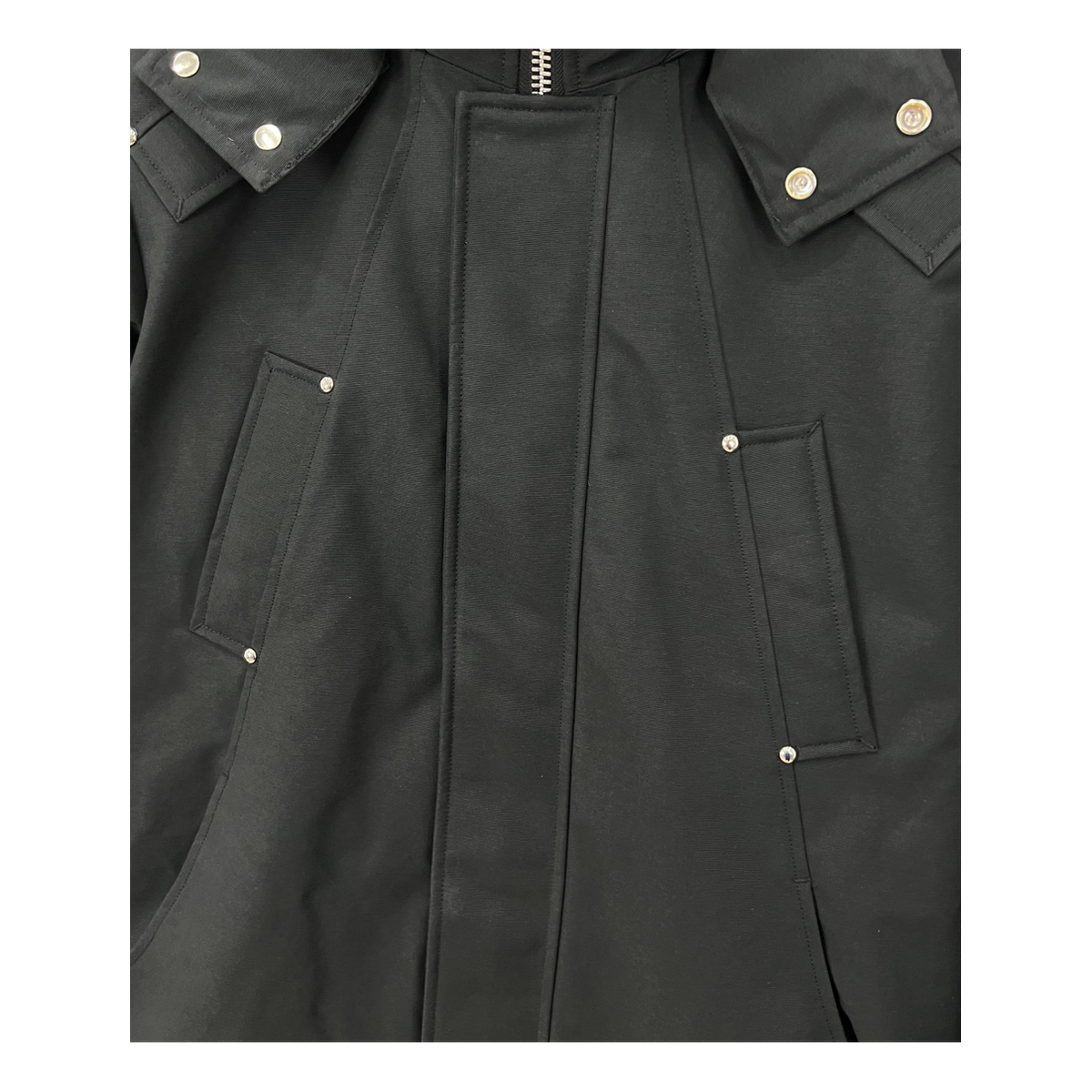 Moose Knuckles Curved-Hem Fur-Trim Hooded Parka | Black | Canadian Down