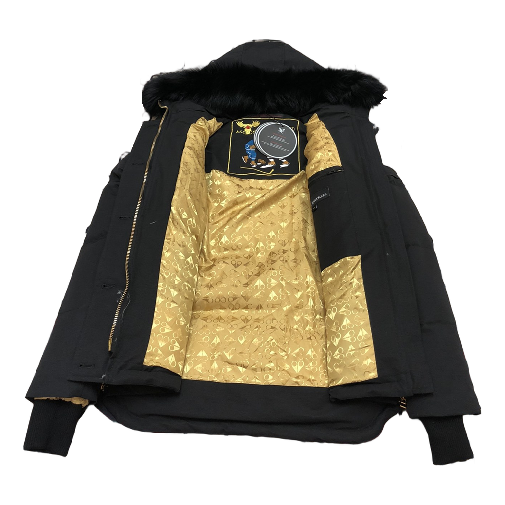 Moose Knuckles Gold 3Q Fur-Trim Hooded Puffer Jacket | Black | Canadian Down