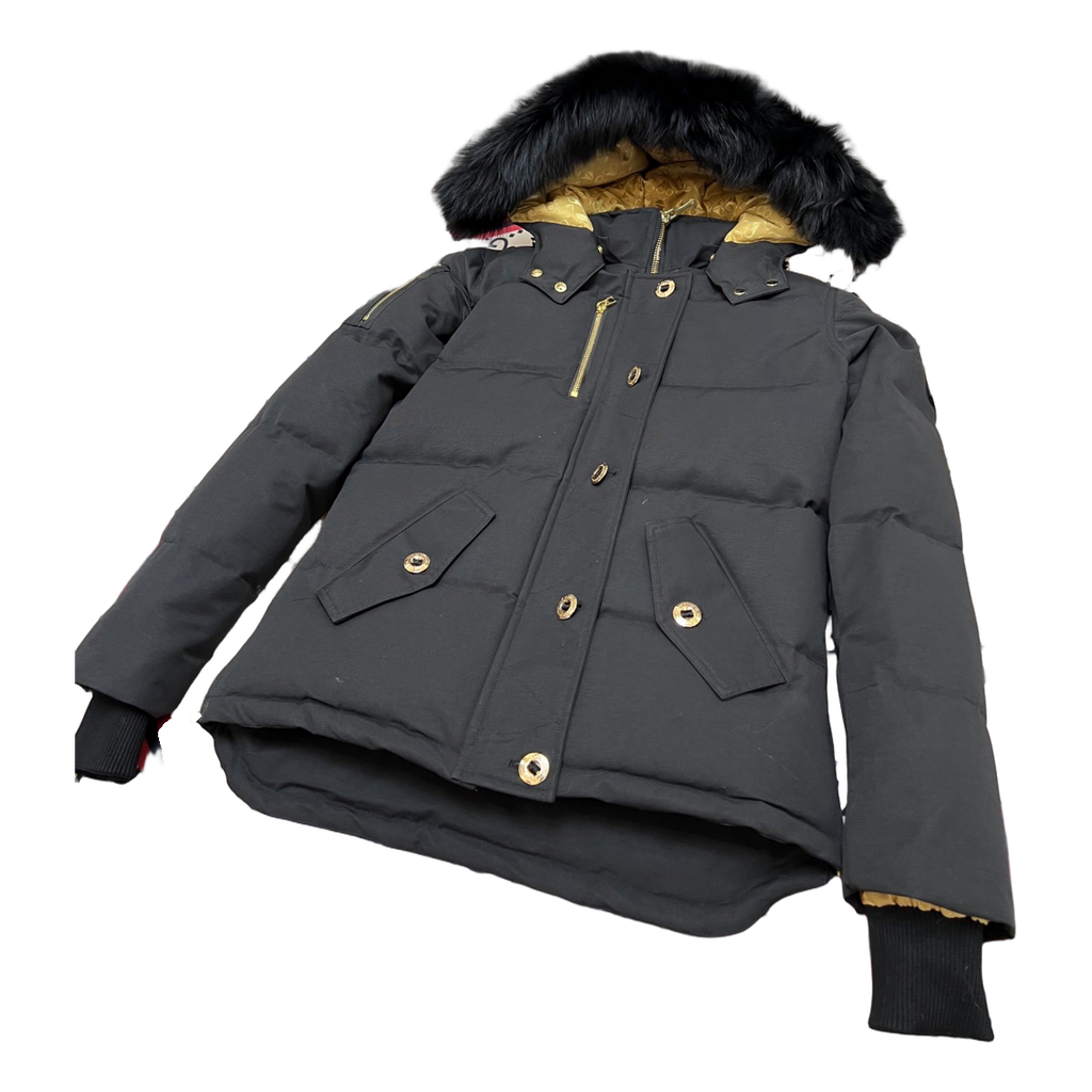 Moose Knuckles Gold 3Q Fur-Trim Hooded Puffer Jacket | Black | Canadian Down