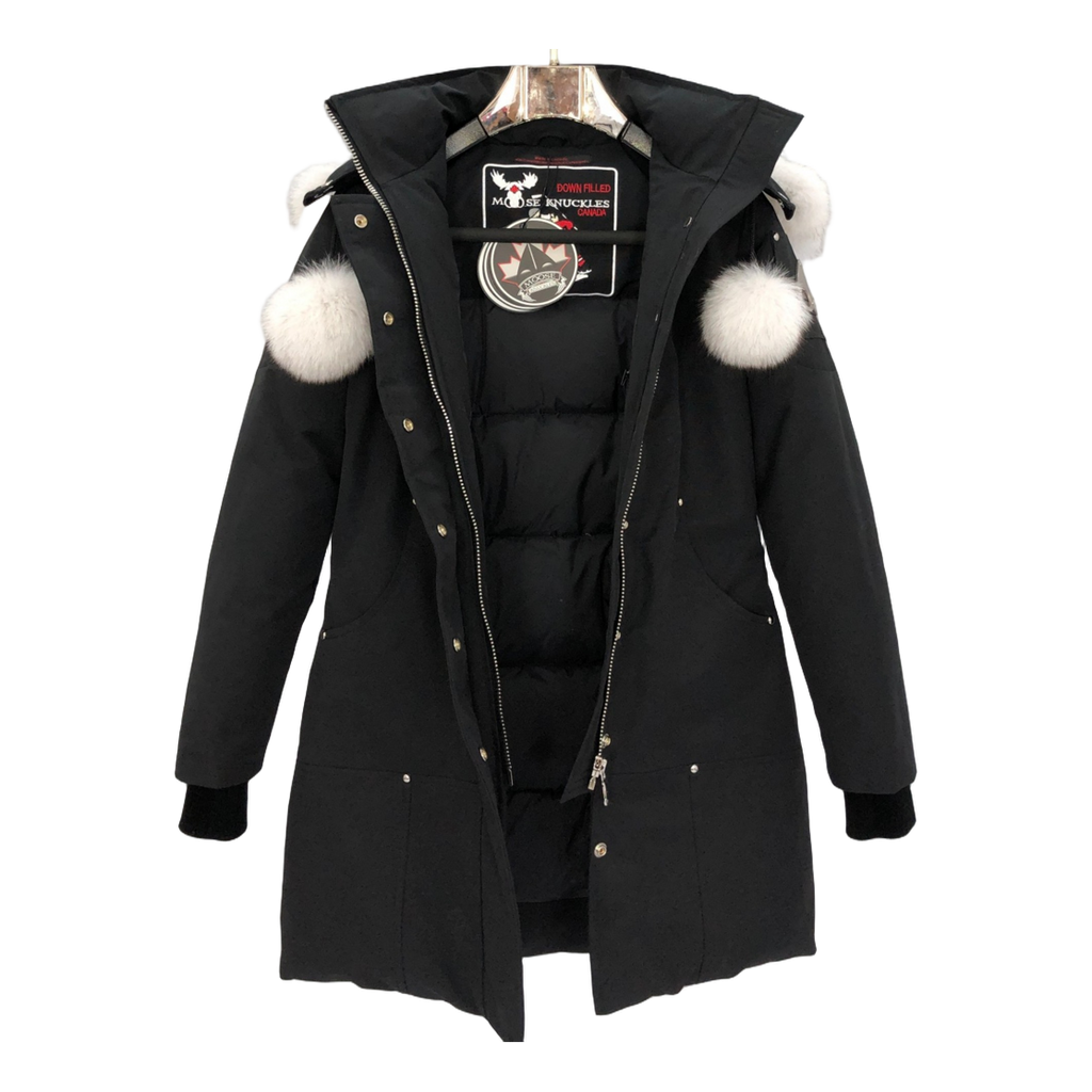 Moose Knuckles Stirling Parka | White Fur Trim | Canadian Down