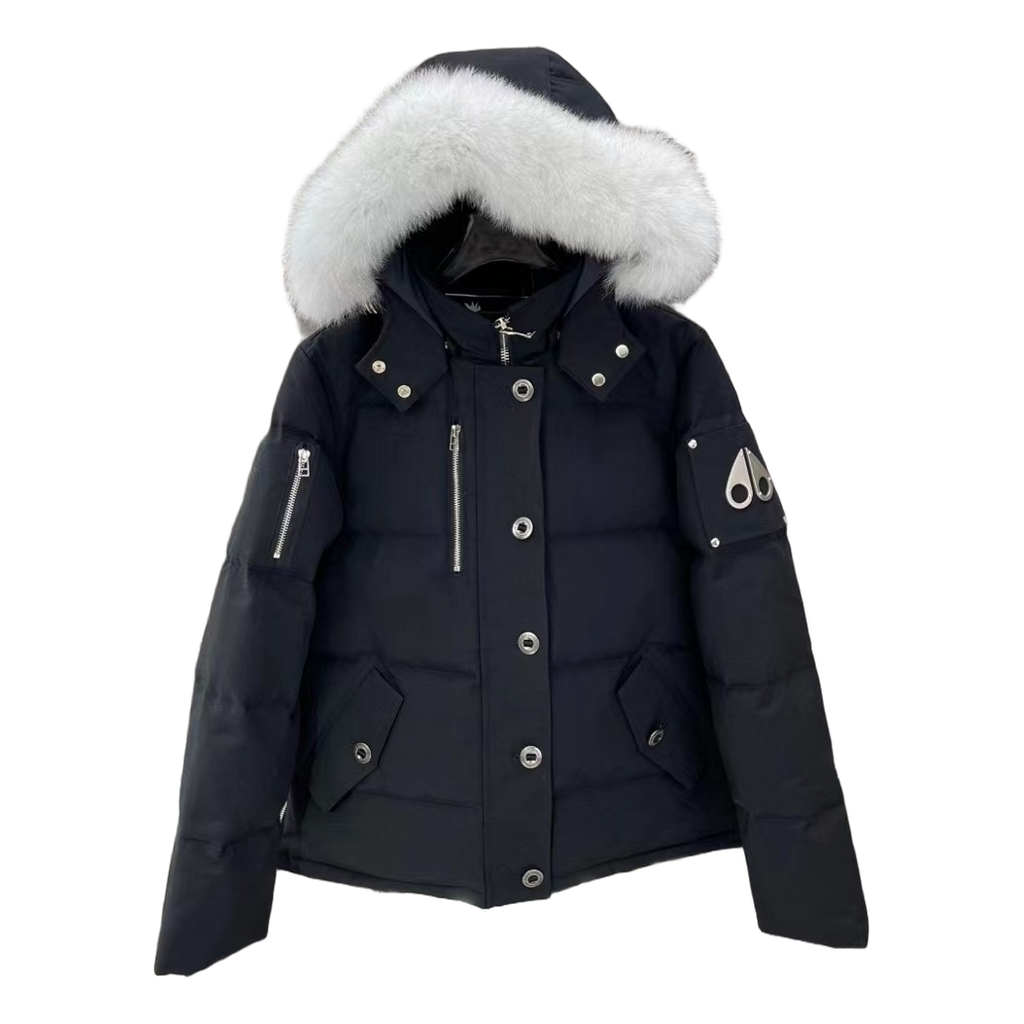 Moose Knuckles Chest-Zip Fur-Trim Hooded Puffer Jacket | Canadian Down