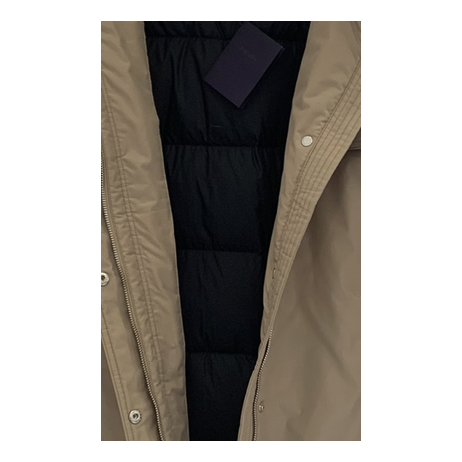 Prada Belted Fur-Trim Hooded Coat | Beige | Italian Luxury