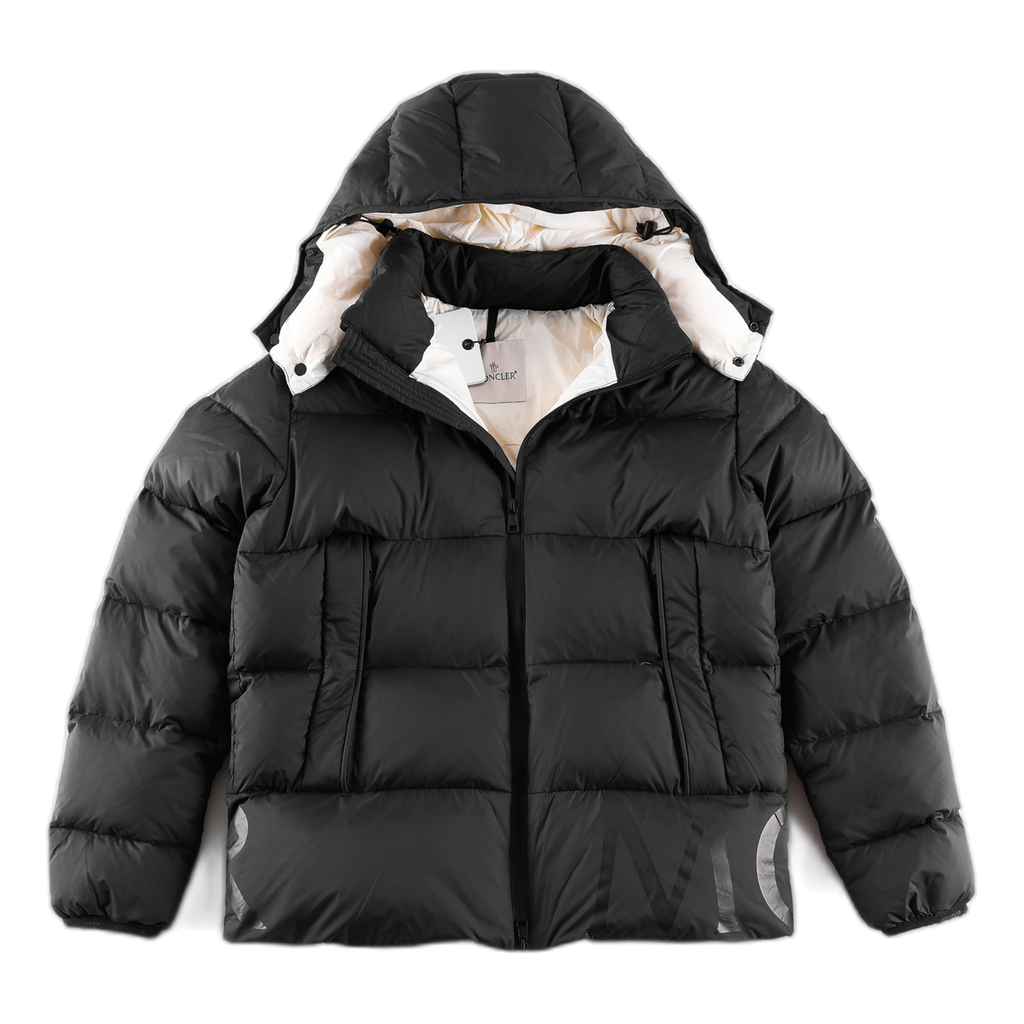 Moncler Contrast-Lined Logo-Hood Puffer Jacket | Black | Premium Down