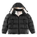 Moncler Contrast-Lined Logo-Hood Puffer Jacket | Black | Premium Down