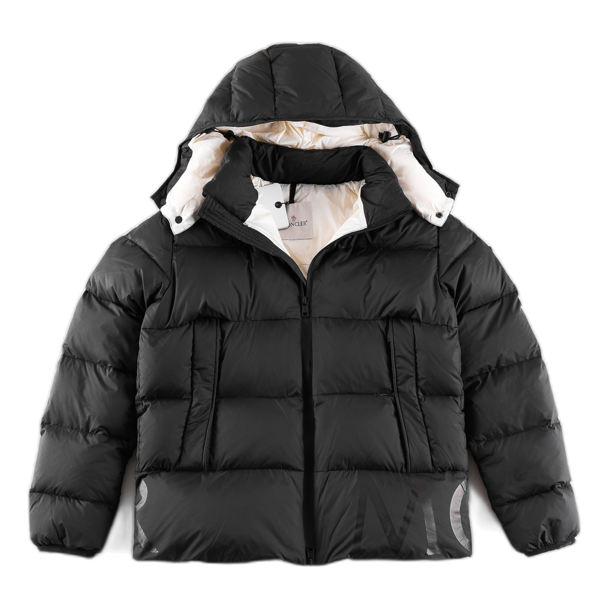 Moncler Contrast-Lined Logo-Hood Puffer Jacket | Black | Premium Down