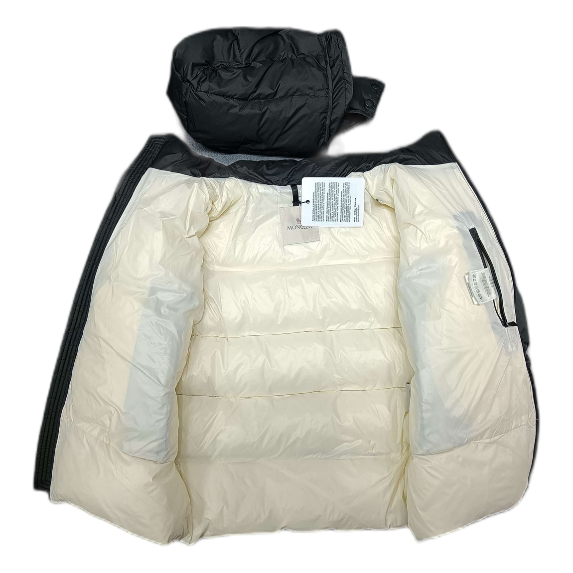 Moncler Contrast-Lined Logo-Hood Puffer Jacket | Black | Premium Down