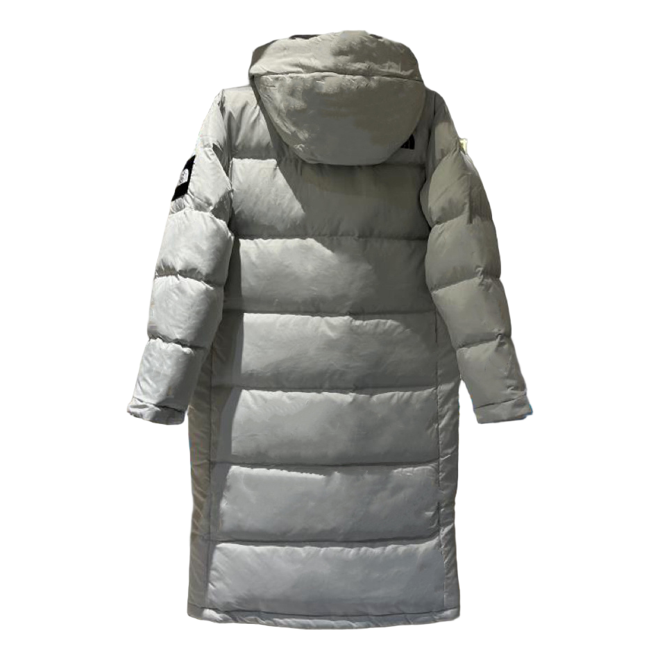 The North Face Color-Block Hooded Long Puffer Coat | Grey | Down Insulated